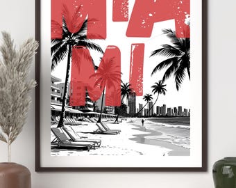 Miami Wall Art, Vintage Florida Travel Printable