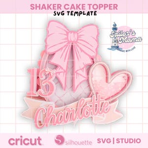Coquette Pink Bow Cake Topper TEMPLATE