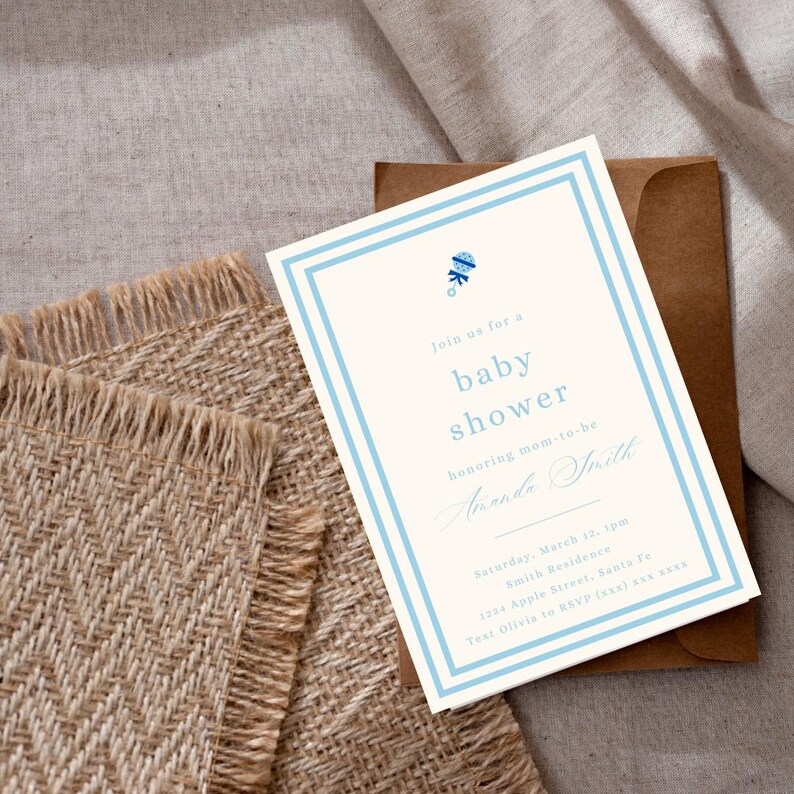 Editable Baby Shower Invitation Template Baby Rattle Gender Neutral ...