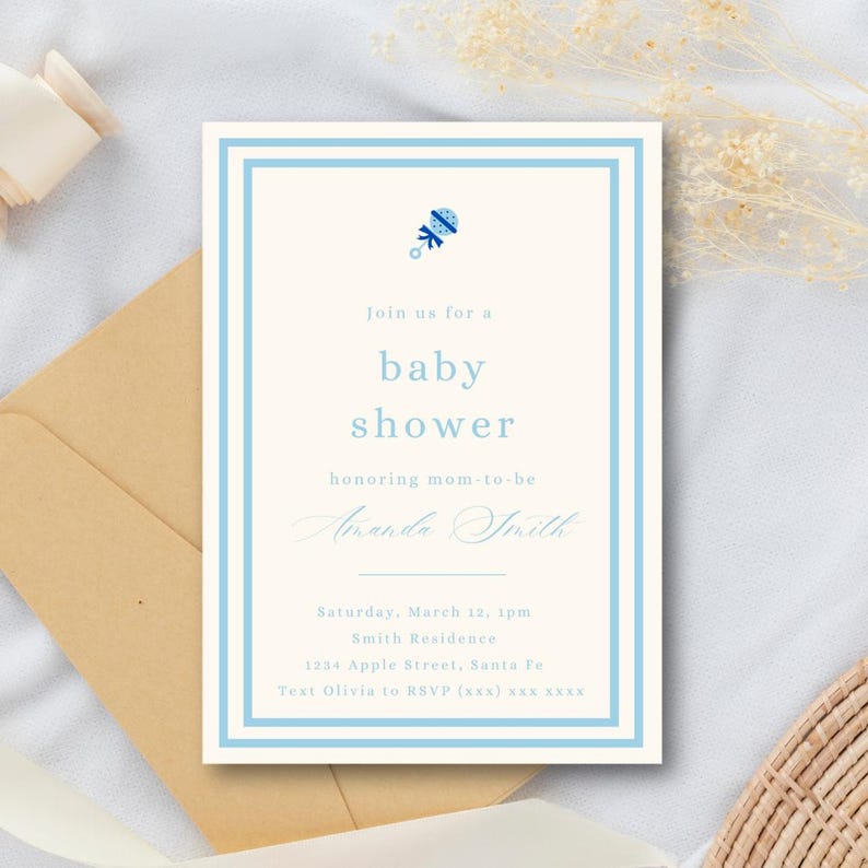 Editable Baby Shower Invitation Template Baby Rattle Gender Neutral ...