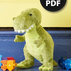 PDF恐竜おもちゃの型紙、T-Rexおもちゃ、PDF型紙の印刷、即時ダウンロード、ぬいぐるみ、おもちゃ、裁縫型紙、柔らかいおもちゃの恐竜