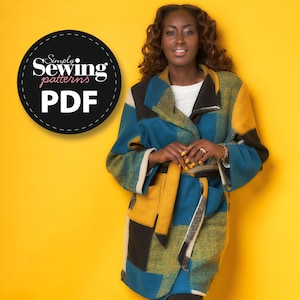 PDF Coat Pattern, Cindy Coat Set Pattern, Jacket, Sewing Pattern, PDF Print, Unlined Coat, Hood or Collar