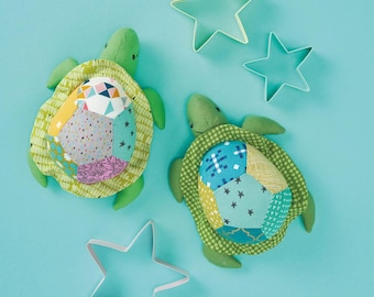 Turtle Toy Sewing Pattern: Soft Plushie with Patchwork Shell (PDF Pattern)
