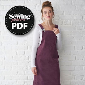 Pinafore Dress Sewing Pattern: Women&#39;s Dungaree Style (PDF Pattern)