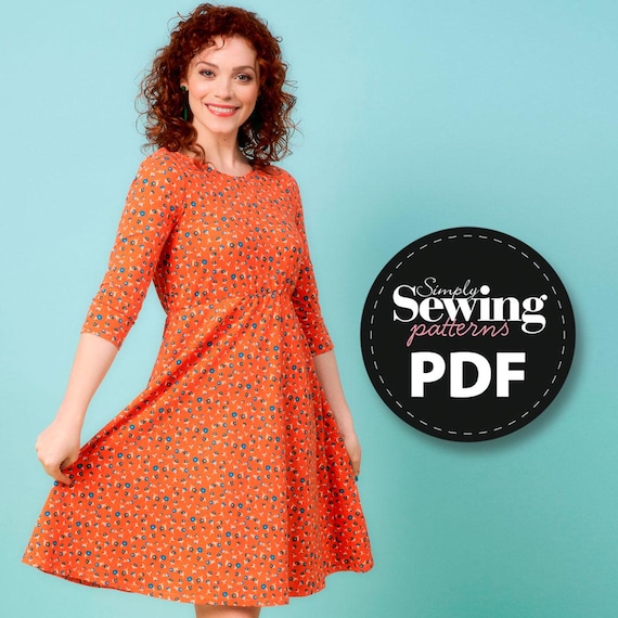 Chloe Dress PDF Pattern: Knit Skater Dress Sewing (UK 6-30) Chloe Dress PDF Pattern: Knit Skater Dress Sewing (UK 6-30)