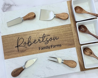 Custom Charcuterie Board, Personalized Cheese Board Set, Meat and Cheese Platter Board, Charcuterie Board with bowls, Engraved Serving Tray
