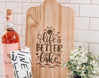 Life is Better at the Lake Cutting Board, Lakehouse Decor, Summer Decor, Personalized Cabin Decor, Lake House Gifts, Nautical Anchor Design
