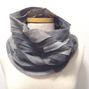 Pure Cashmere cowl scarf, neck warmer, recycled, gray unisex. FREE SHIPPING in the US image 1