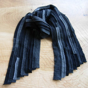 Cashmere scarf, unisex, recycled material, upcycled, black and greys, FREE SHIPPING in the US image 1