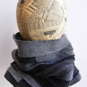 Pure Cashmere cowl scarf, neck warmer, recycled, gray unisex. FREE SHIPPING in the US image 2