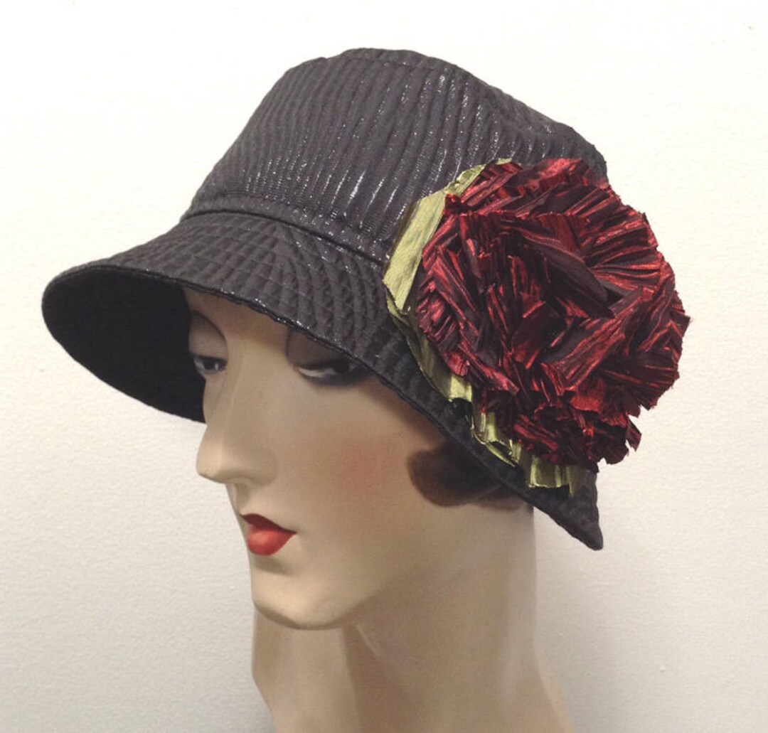 SPILLA VINTAGE ART deco in pietra rosa, 1940-50, regalo ideale per le