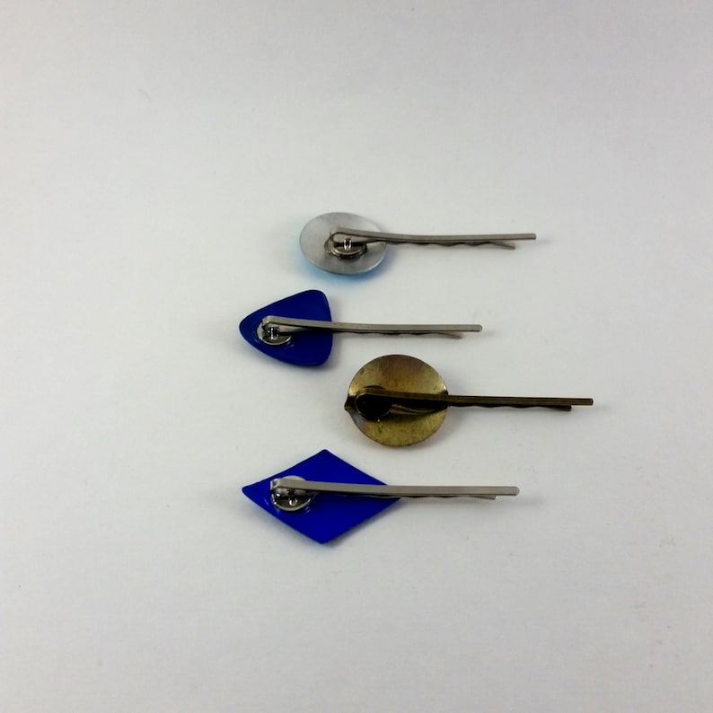 Variety Pack of Bobby Pins Lot of 4 Vintage Jewelry Hair Clips Bobby Pin Blue Colors Upcycled Jewelry Gift for Her Boho