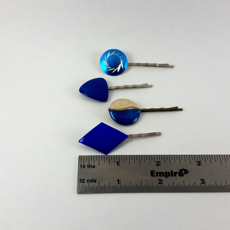 Variety Pack of Bobby Pins Lot of 4 Vintage Jewelry Hair Clips Bobby Pin Blue Colors Upcycled Jewelry Gift for Her Boho