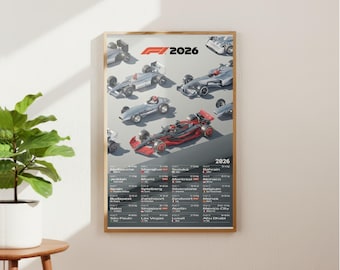 F1 2026 Poster | Formula 1 Calendar Print | Race Schedule Wall Art | Racing Car Poster | Motorsport Decor | F1 Gift