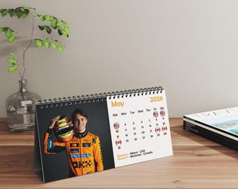 2026 Oscar Piastri Desk Calendar | 2026 Desk Calendar | Oscar Piastri | F1 Calendar | Formula 1 Gift | Formula 1 Race Calendar