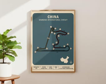 Shangai Circuit | F1 Driver Poster | Formula 1 Poster | Racing Circuit | Racing Circuit Poster | Formual 1 Wall Print | Formula 1 Gift