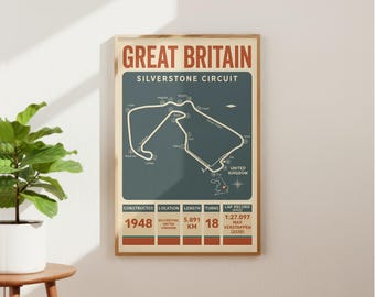 Silverstone Circuit | F1 Driver Poster | Formula 1 Poster | Racing Circuit | Racing Circuit Poster | Formual 1 Wall Print | Formula 1 Gift