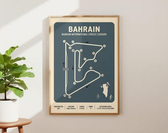 Bahrain Circuit | F1 Driver Poster | Formula 1 Poster | Racing Circuit | Racing Circuit Poster | Formual 1 Wall Print | Formula 1 Gift