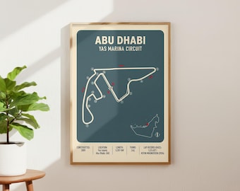 Abu Dhabi Circuit | F1 Driver Poster | Formula 1 Poster | Racing Circuit | Racing Circuit Poster | Formual 1 Wall Print | Formula 1 Gift
