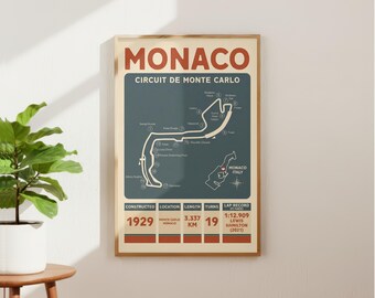 Monaco Circuit | F1 Driver Poster | Formula 1 Poster | Racing Circuit | Racing Circuit Poster | Formual 1 Wall Print | Formula 1 Gift