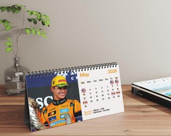 2026 Lando Norris Desk Calendar | 2026 Desk Calendar | Lando Norris | F1 Calendar | Formula 1 | Formula 1 Gift | Formula 1 Race Calendar