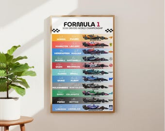 F1 2026 Drivers Poster | Formula 1 Driver Lineup Print | Motorsport Wall Art | F1 Cars & Drivers Poster | Racing Decor | F1 Gift