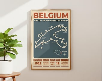 Spa-Francorchamps Circuit | F1 Driver Poster | Formula 1 Poster | Racing Circuit | Racing Circuit Poster | Formual 1 Print | Formula 1 Gift