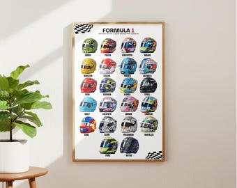 F1 Helmet Poster | Formula 1 Drivers Helmets 2026 | Motorsport Wall Art | F1 Driver Grid Print | Racing Poster | F1 Gift