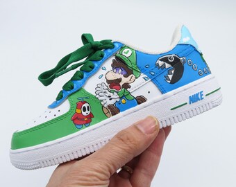 Nike Air Force Kids/boys Super Mario Bros (luigi Version) Custom