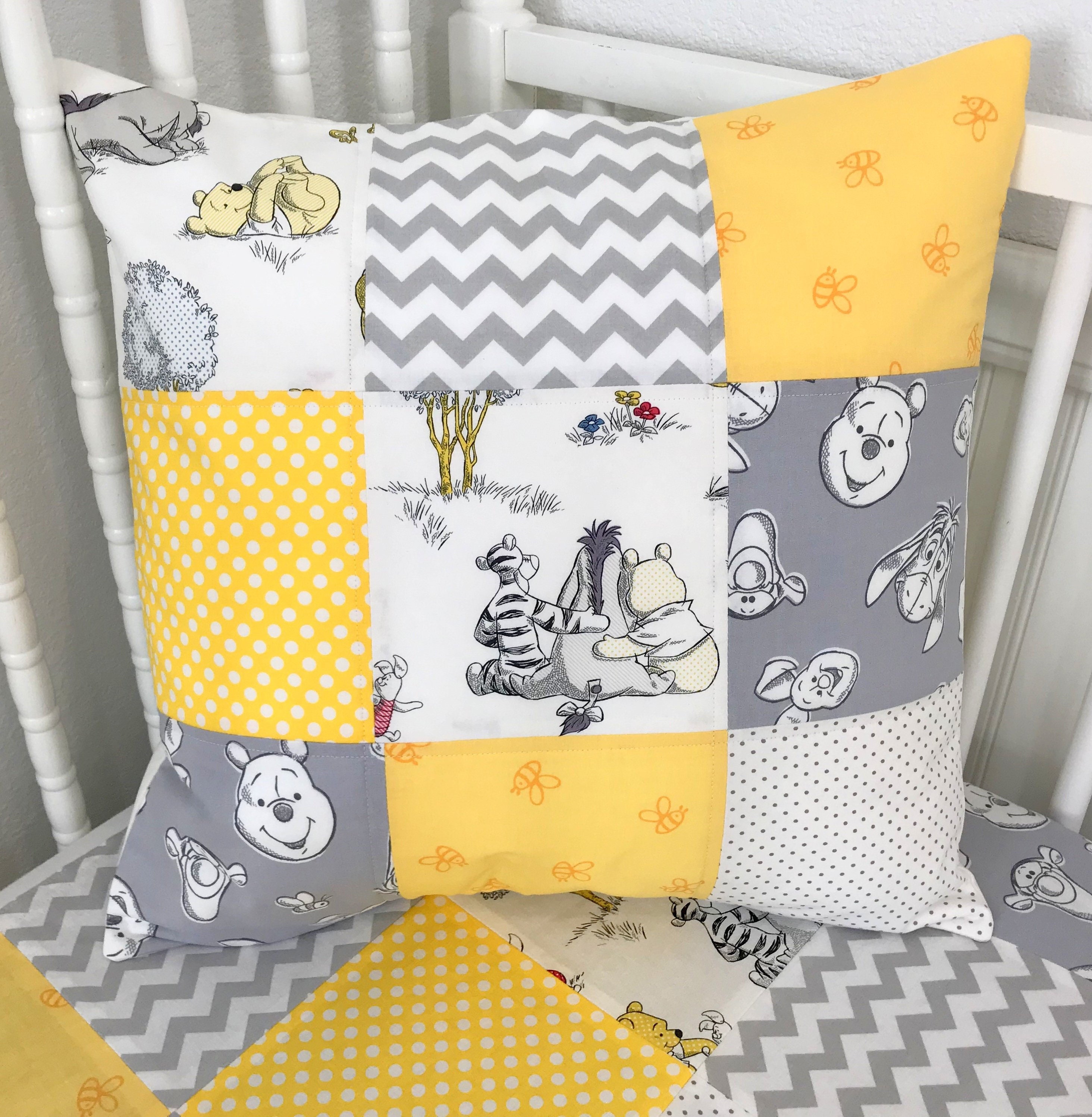 Winnie The Pooh Nursery Decor Pillow Cover Crib Bedding 18 Etsy