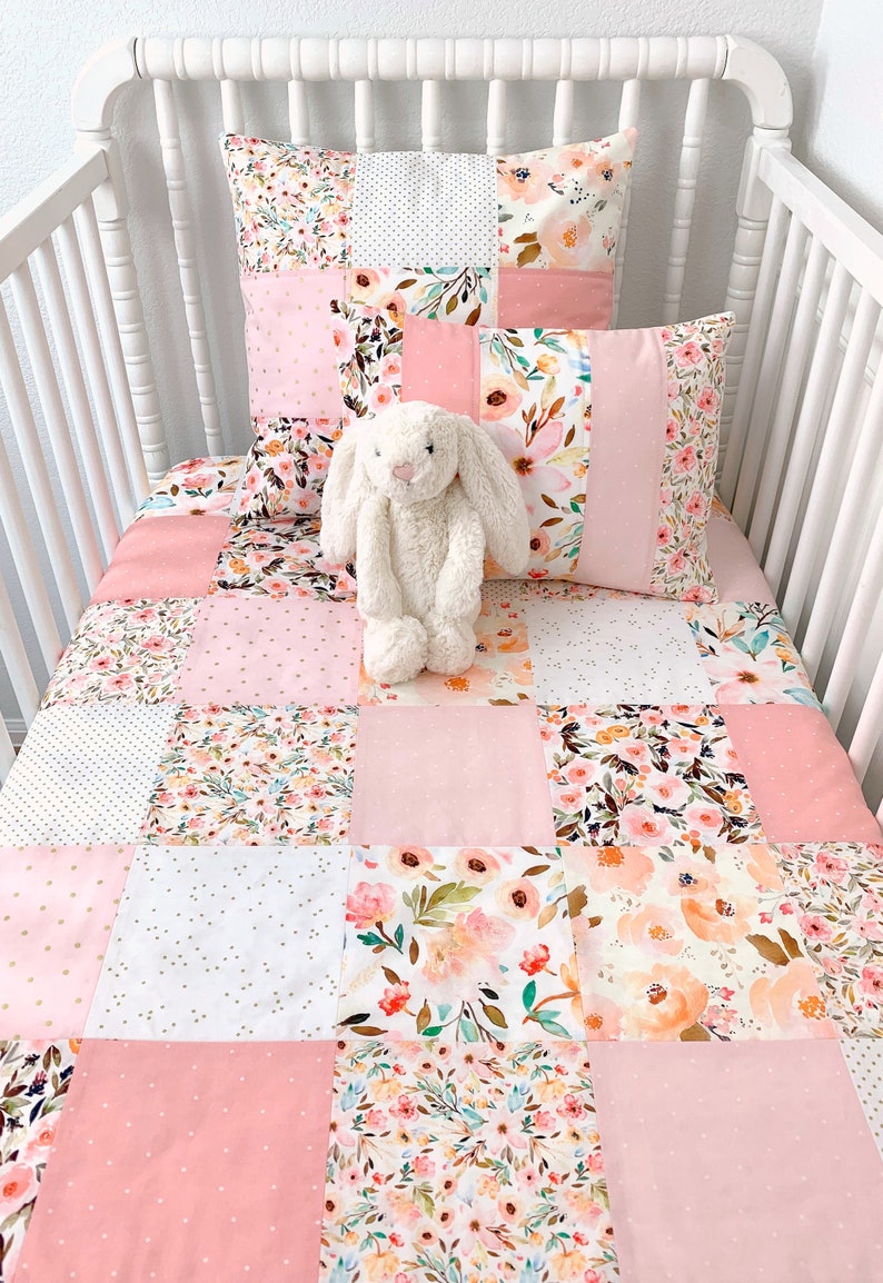 Stars Baby Pink Dimples Handmade Cot Bedding Set Quilt Bumpers Bunting Cushion Stars Baby Pink Dimples Handmade Cot Bedding Set Quilt Bumpers Bunting Cushion