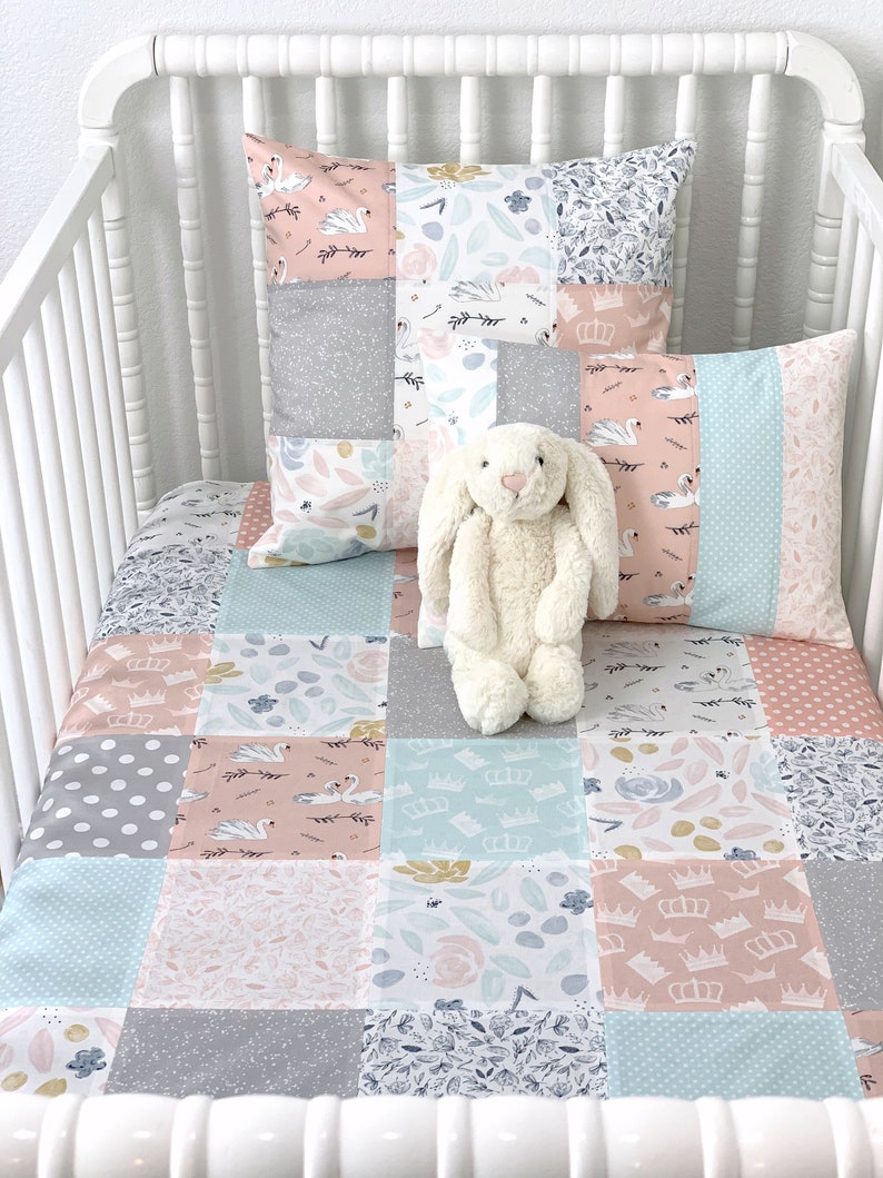Stars Baby Pink Dimples Handmade Cot Bedding Set Quilt Bumpers Bunting Cushion Stars Baby Pink Dimples Handmade Cot Bedding Set Quilt Bumpers Bunting Cushion