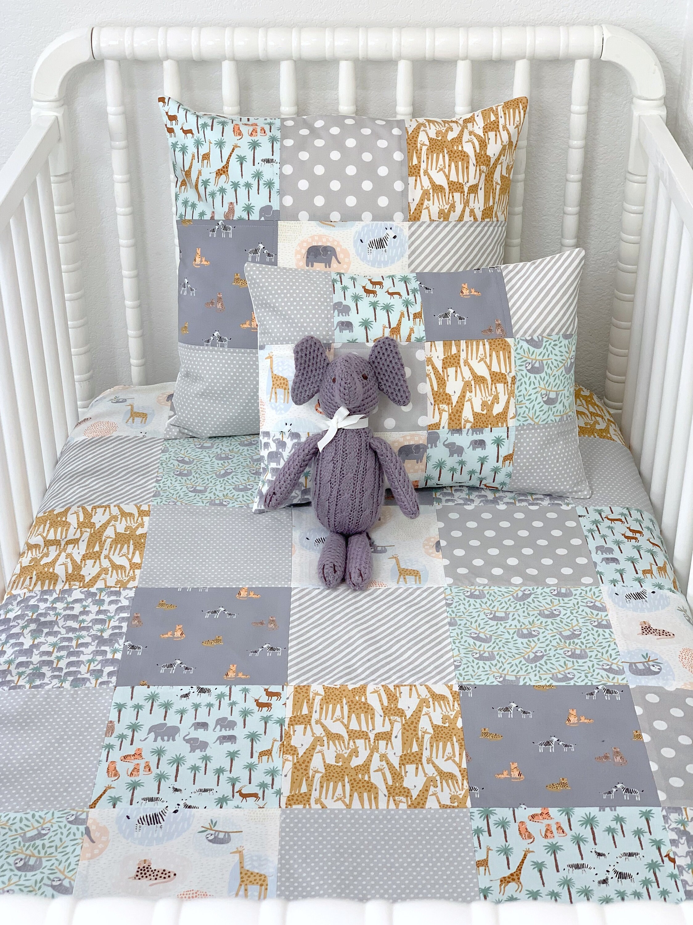 Elephant Baby Blanket Crib Bedding Safari Jungle Nursery Etsy