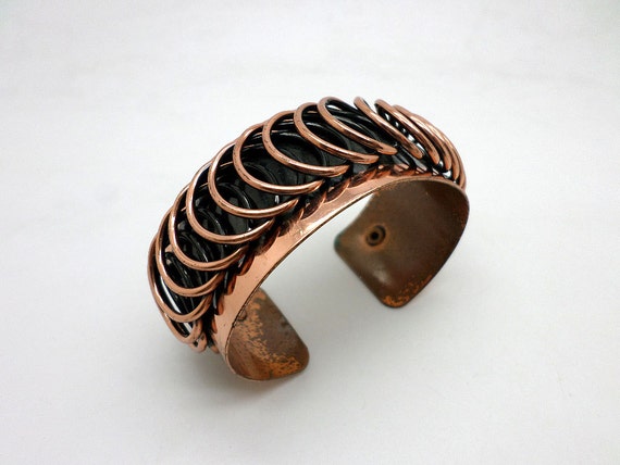 SALE Now 29.50 Vintage RENOIR Modern Wide Copper Cuff Bracelet - Costume Jewelry - Free US Shipping