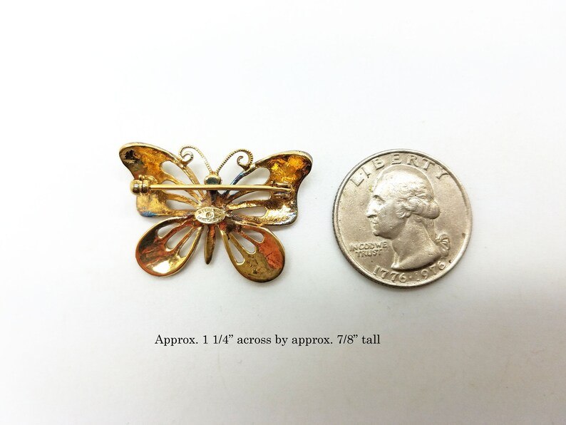 Super Sweet Vintage Sterling Vermeil Butterfly Pin Brooch by Danecraft