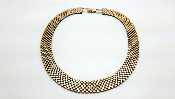 Vintage 12K Gold Filled Metal Mesh Necklace by LUSTERN - MCM - Mid Century - Classic Look - Choker -  Free US Shipping