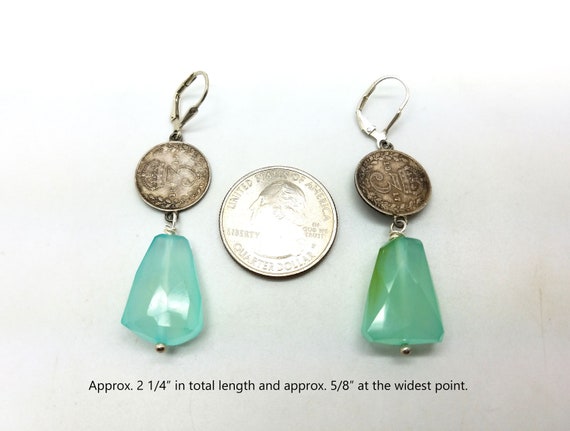 Antique Three Pence Coin and Chalcedony Drop Dang… - image 8