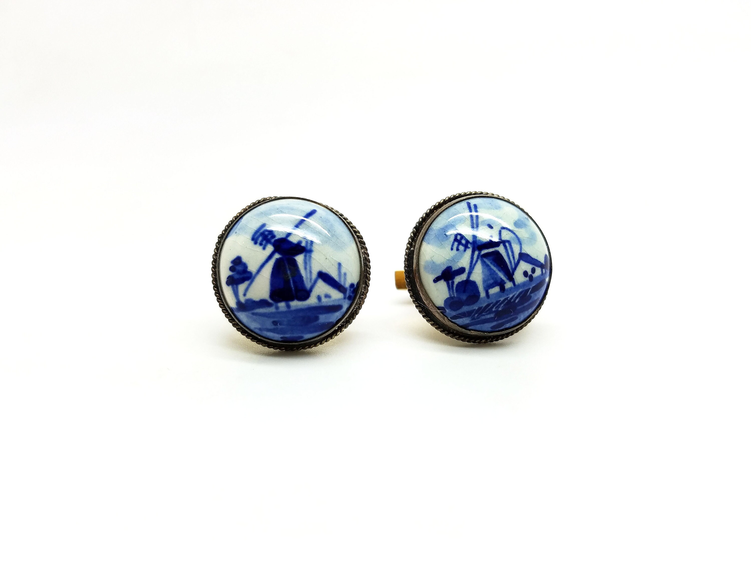 Brilliant Cobalt Blue Delfts Delft Cuff Links Cufflinks Hand Etsy