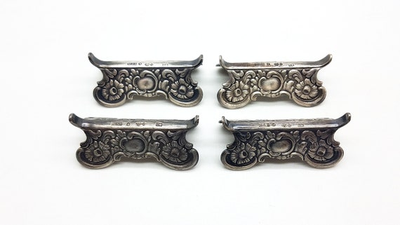 Vintage Silver Repousse Knife Spoon Rest - Set of Four - Sweden - Stockholm - 70s - MAB - Tableware - Table Setting - Free US Shipping