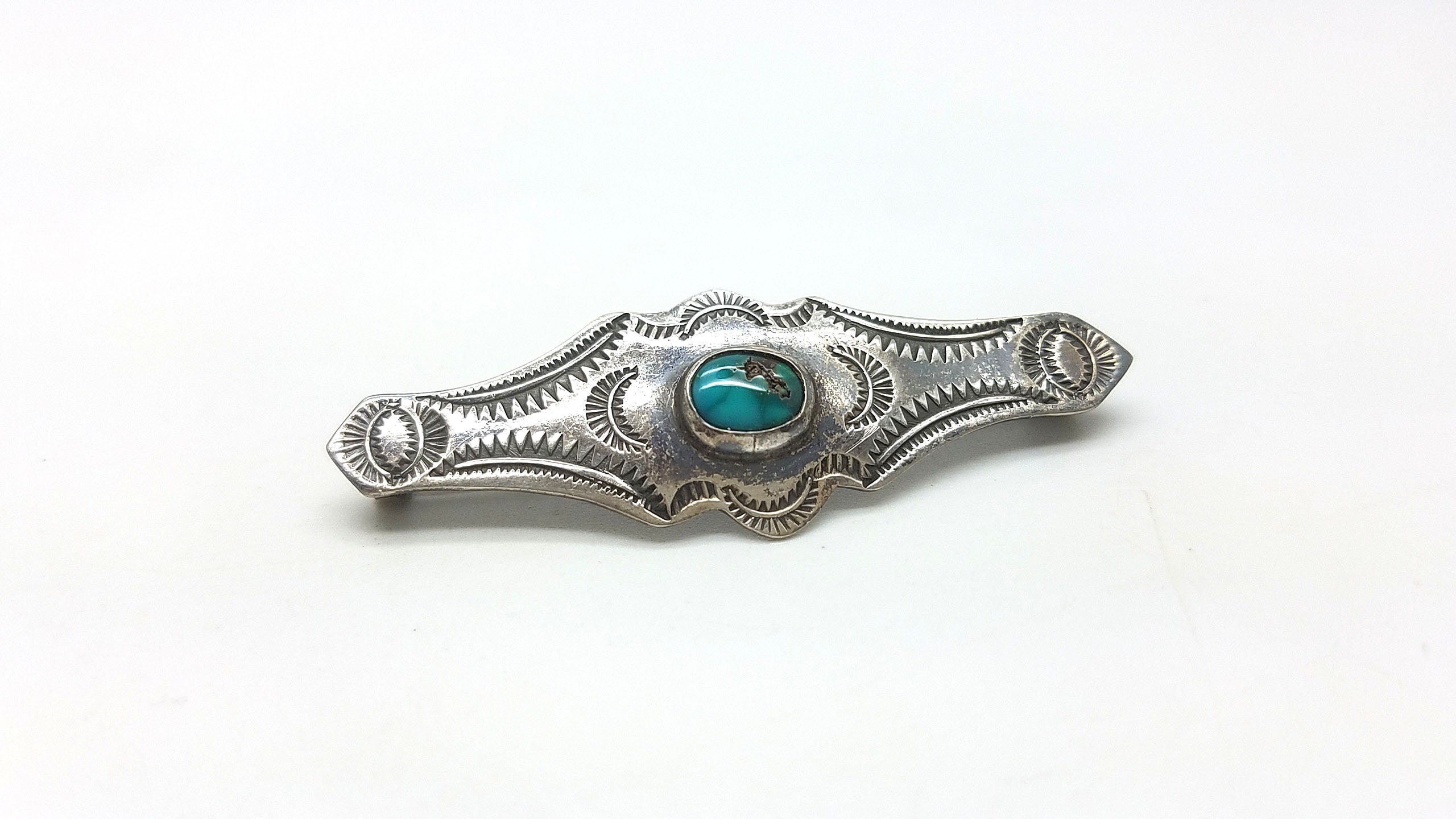 Vintage Silver and Turquoise Brooch - Southwestern Style - Native ...