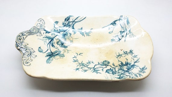 Antique Vintage Blue and White Dish - Doultons Arundel Burslem - Transferware - Crazed and Aged and As-Is