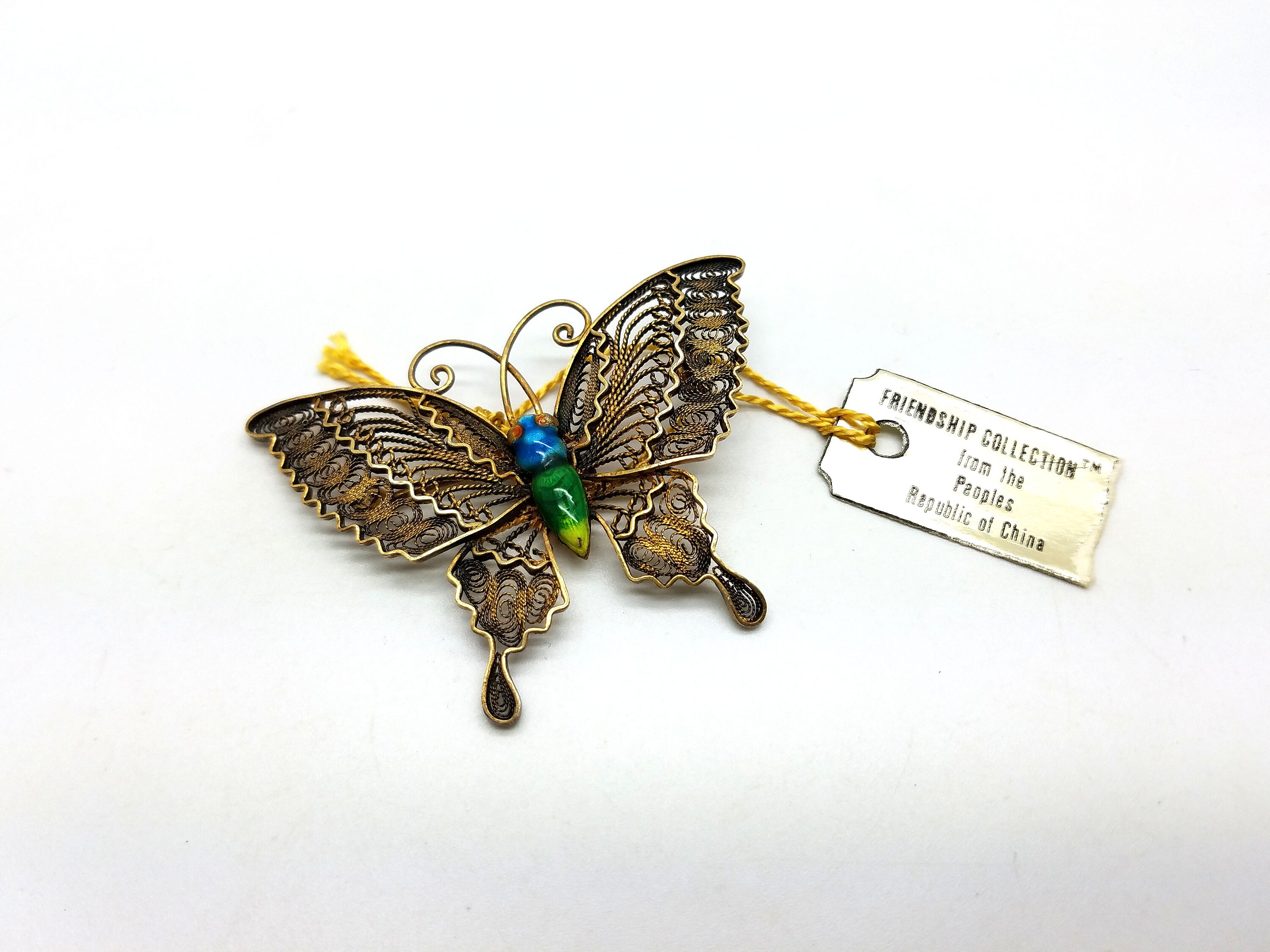 Vintage Butterfly Brooch Sterling Filigree Pearls Pink Coral Pin