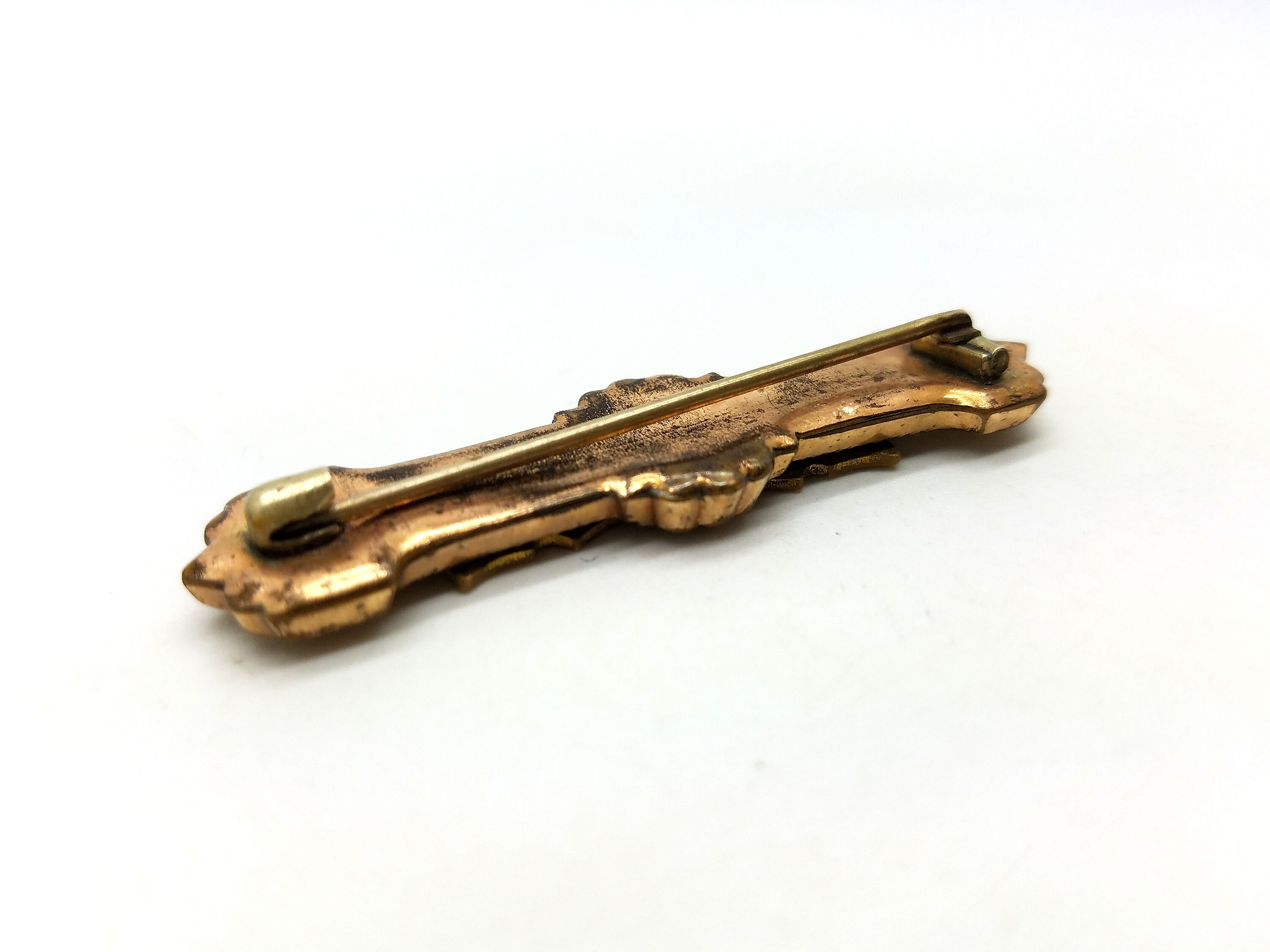 Antique Vintage Victorian Bar Pin Gold Tone Estate Jewelry
