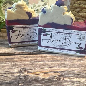 Acai Berry (colors may vary slightly) goats milk cold process bar soap handmade island soap