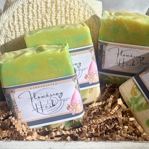 Flowering herb (colors may vary slightly) goats milk cold process bar soap handmade island soap