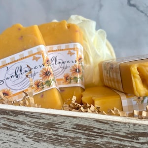 Sunflowers (colors vary slightly) goats milk cold process bar soap handmade island soap