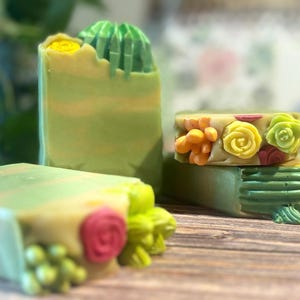 Cactus blossom (colors may vary slightly) goats milk cold process bar soap handmade island soap