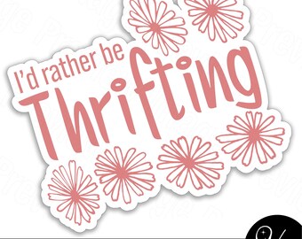 Retro "I'd Rather Be Thrifting" Pyrex Pink Daisies Inspired Print & Cut /Cut File /Printable Sticker. Digital Download (PNG, SVG, JPG)
