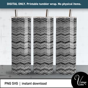 May include: Three black and white tumbler wraps with a repeating text pattern. The tumblers have a silver straw and are labelled "DIGITAL ONLY. Printable tumbler wrap. No physical items." The bottom of the image says "PNG SVG | instant download."