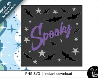 Spooky Halloween Shadow Box SVG: Bats & Stars Papercut (Digital Download